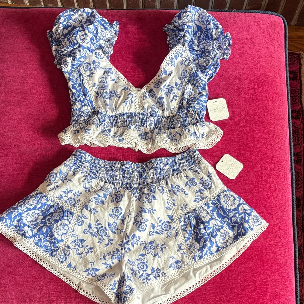 Altar'd State Blue and White Floral Set